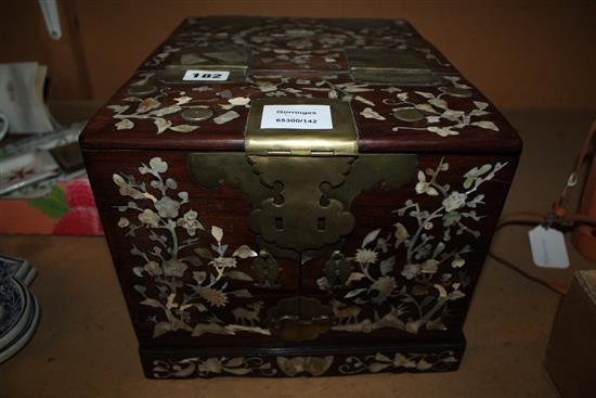 Chinese rosewood & Mother of pearl inlaid jewellery box